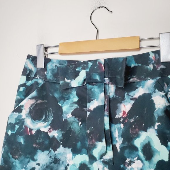 Milly Skirt Italian Fabric Teal Floral Bow Detail Abstract Pencil 6 - Picture 7 of 11